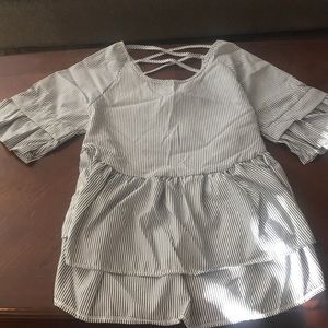 Striped tunic with ruffle sleeves